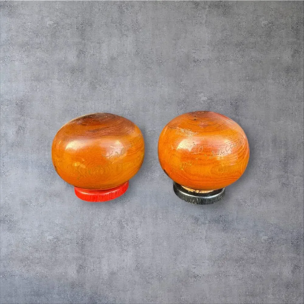 Vintage California Redwood Souvenir Salt & Pepper Balls Mushroom Shape